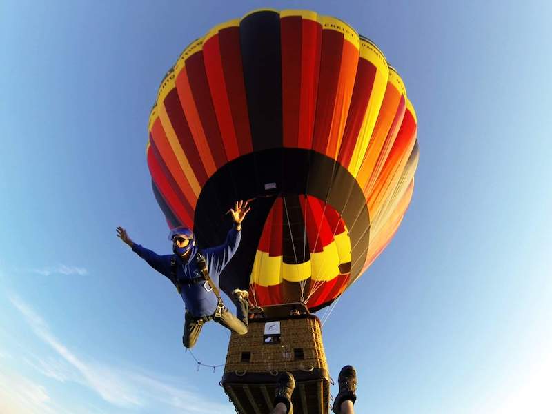 Me jumping out of a hot air balloon
